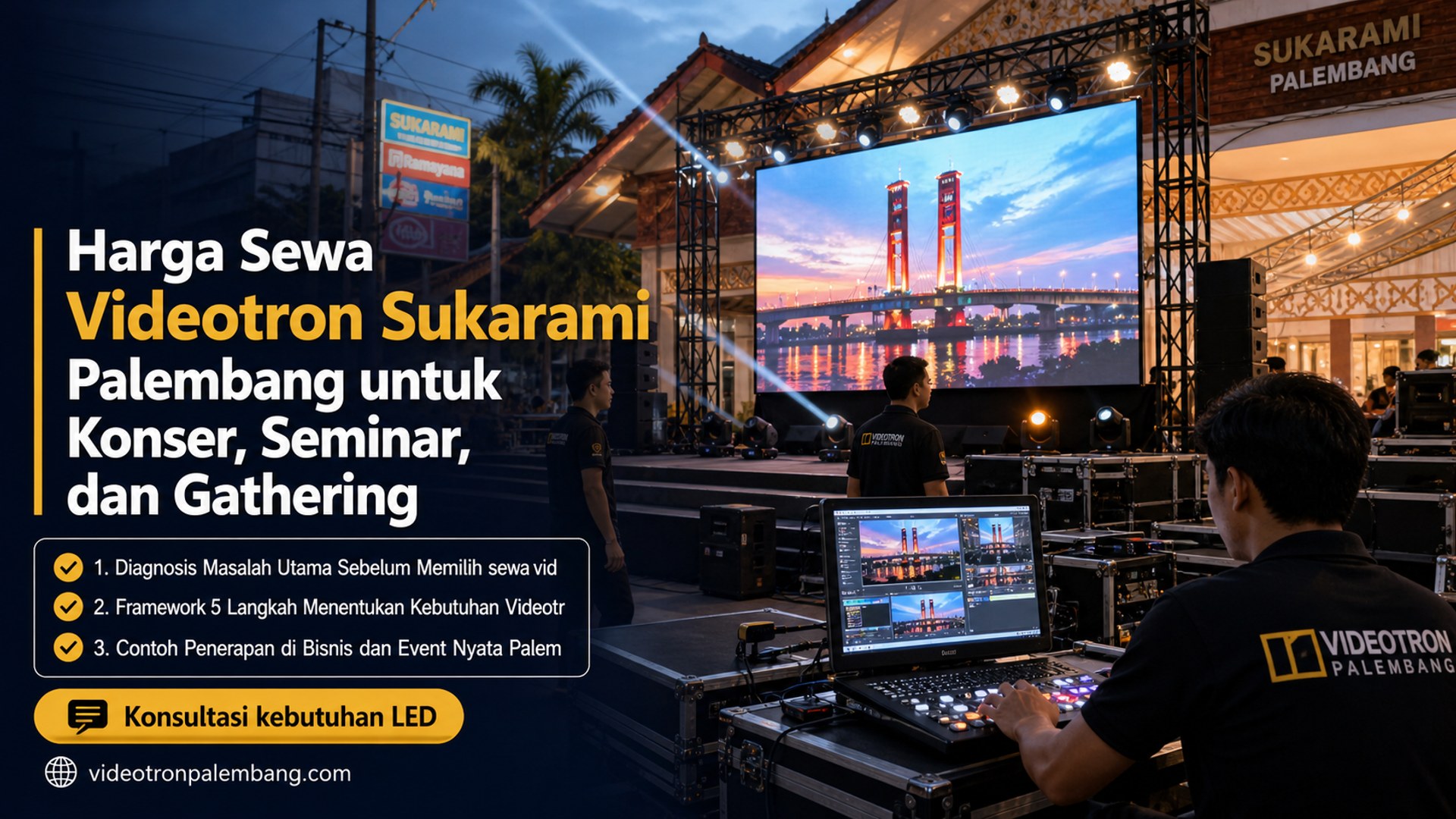 Harga Sewa Videotron Sukarami Palembang untuk Konser, Seminar, dan Gathering