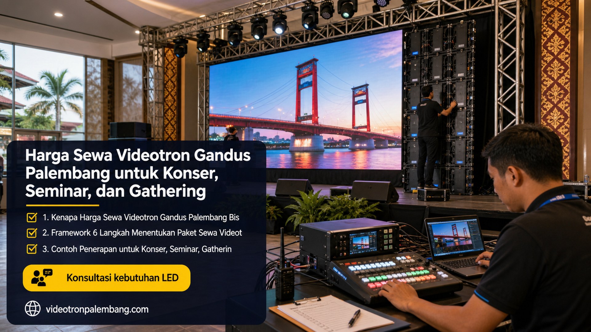 Harga Sewa Videotron Gandus Palembang untuk Konser, Seminar, dan Gathering