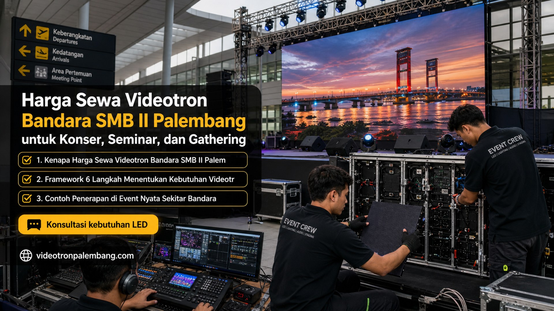 Harga Sewa Videotron Bandara SMB II Palembang untuk Konser, Seminar, dan Gathering