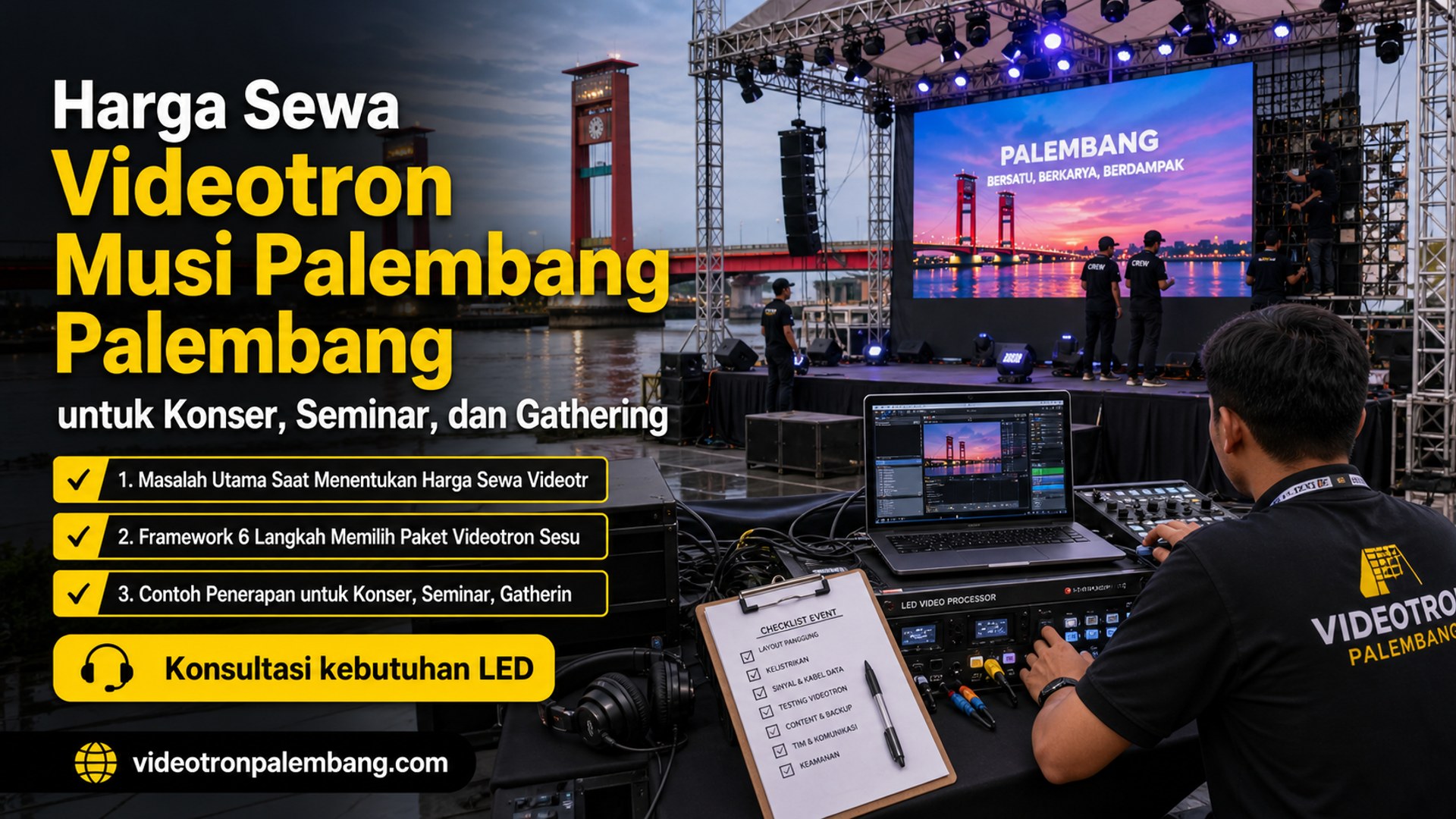 Harga Sewa Videotron Musi Palembang Palembang untuk Konser, Seminar, dan Gathering