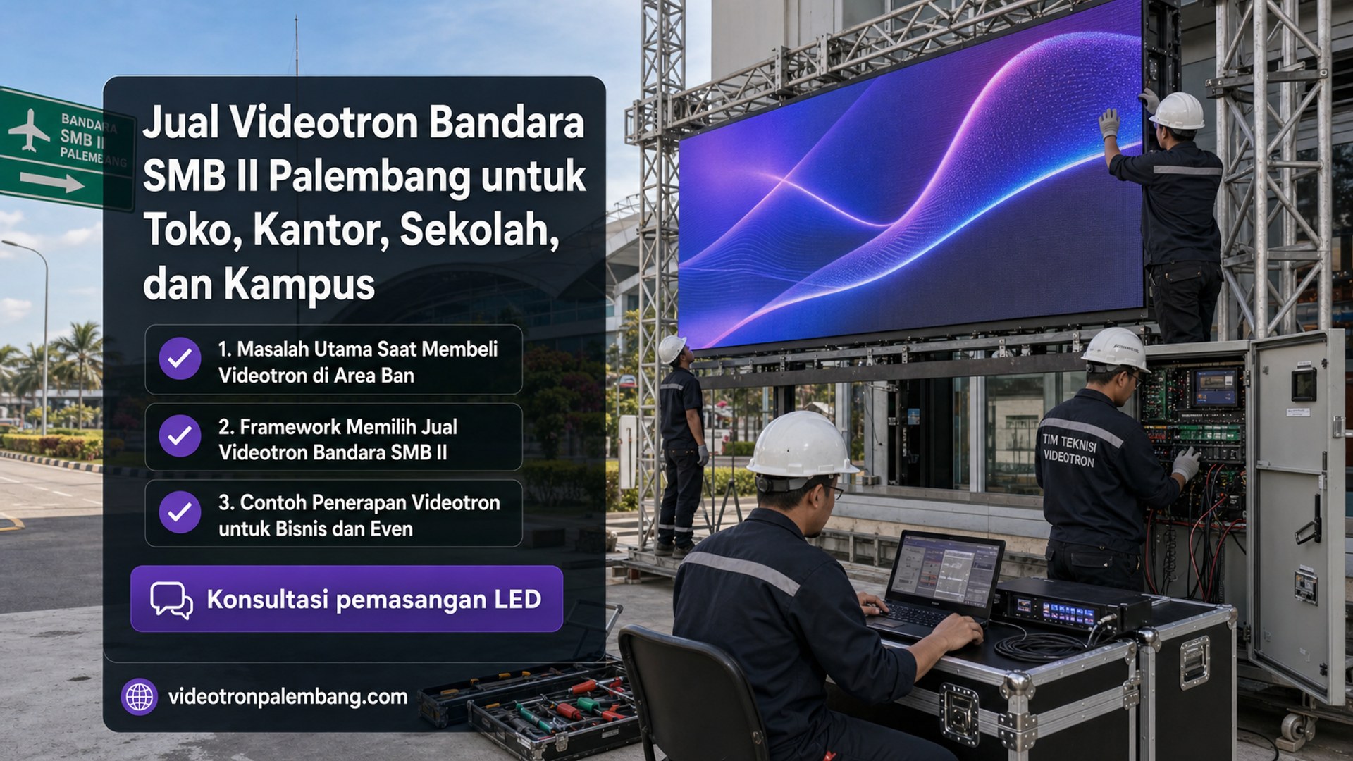 Jual Videotron Bandara SMB II Palembang untuk Toko, Kantor, Sekolah, dan Kampus