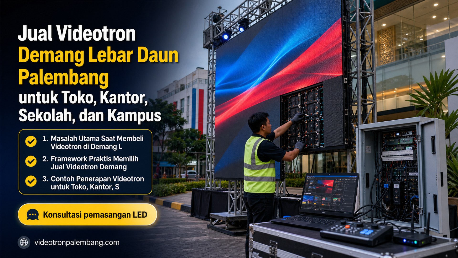 Jual Videotron Demang Lebar Daun Palembang untuk Toko, Kantor, Sekolah, dan Kampus