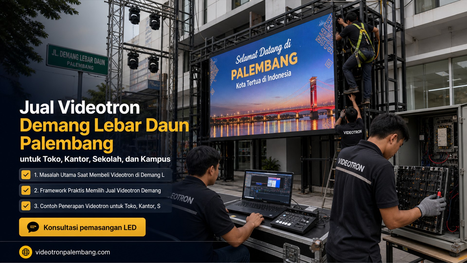 Jual Videotron Demang Lebar Daun Palembang untuk Toko, Kantor, Sekolah, dan Kampus