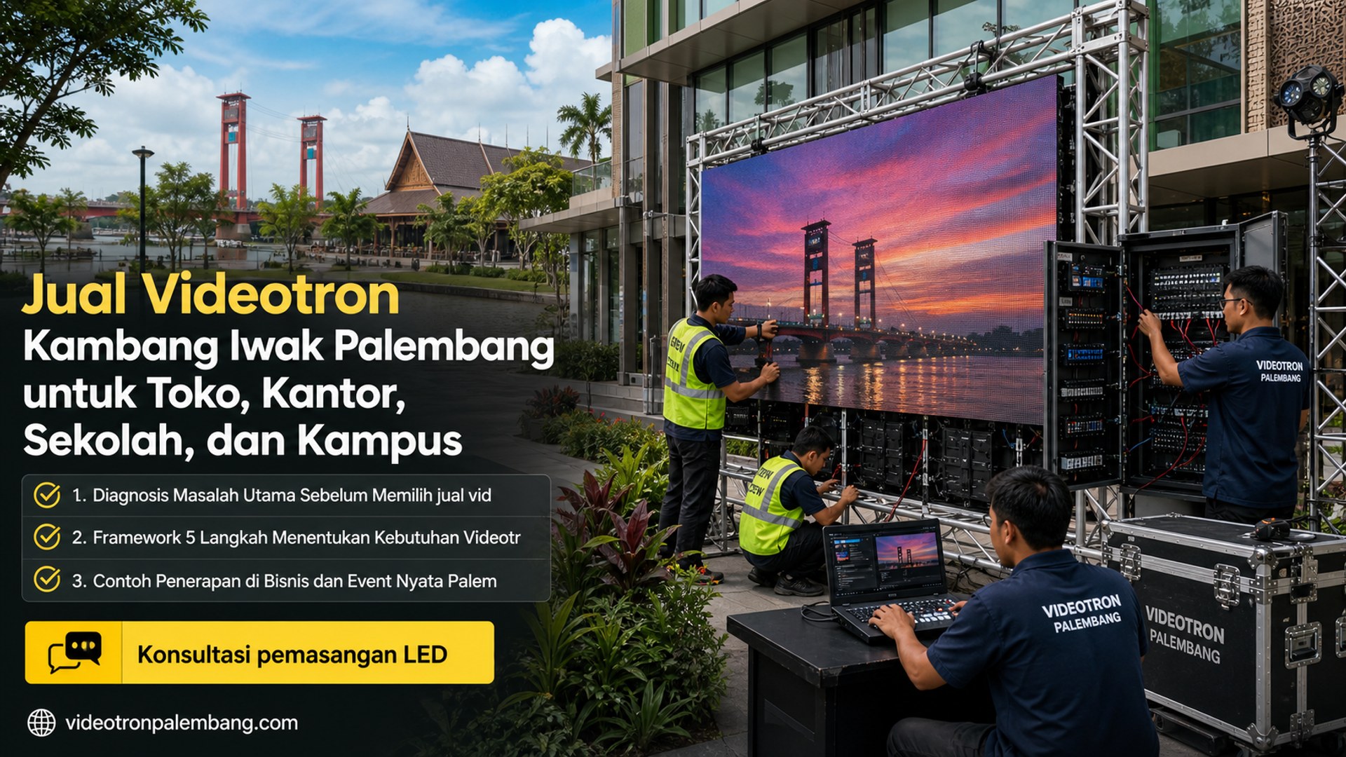 Jual Videotron Kambang Iwak Palembang untuk Toko, Kantor, Sekolah, dan Kampus