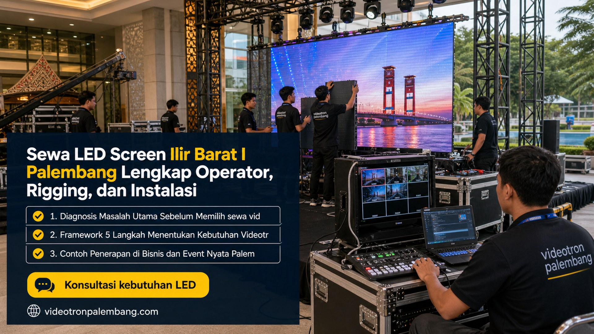 Sewa LED Screen Ilir Barat I Palembang Lengkap Operator, Rigging, dan Instalasi