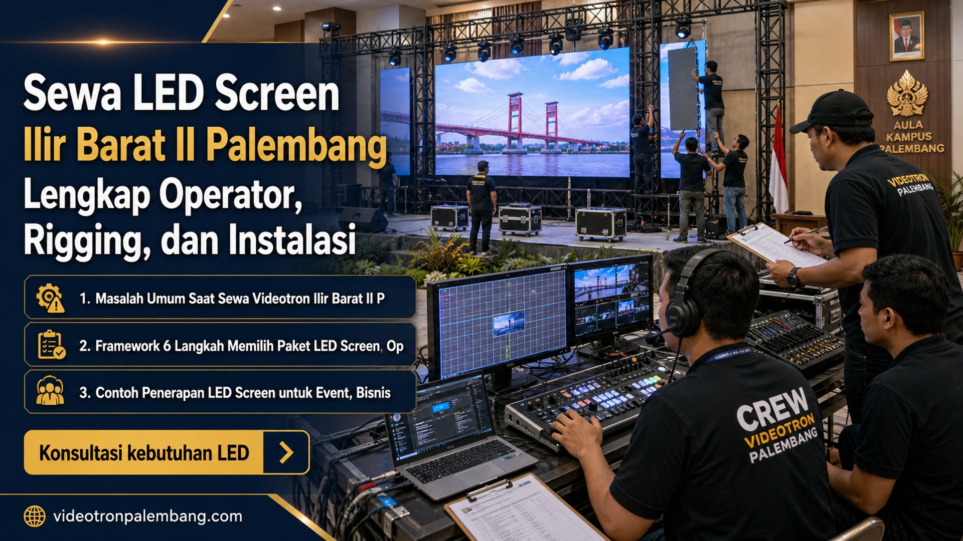Sewa LED Screen Ilir Barat II Palembang Lengkap Operator, Rigging, dan Instalasi