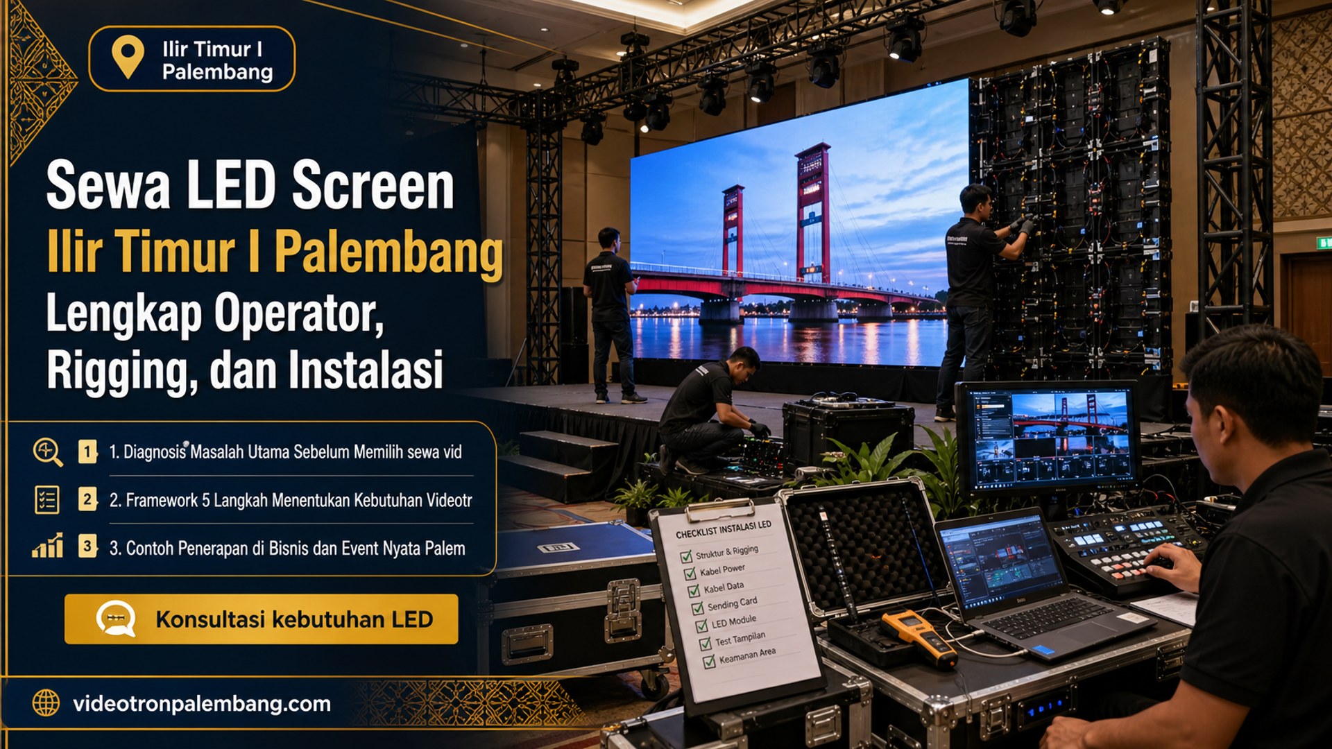 Sewa LED Screen Ilir Timur I Palembang Lengkap Operator, Rigging, dan Instalasi