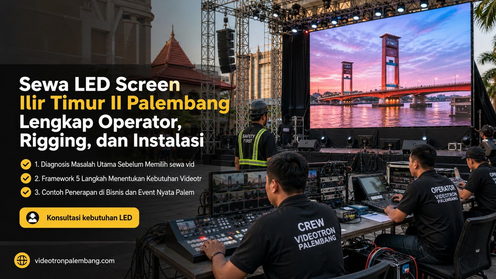 Sewa LED Screen Ilir Timur II Palembang Lengkap Operator, Rigging, dan Instalasi