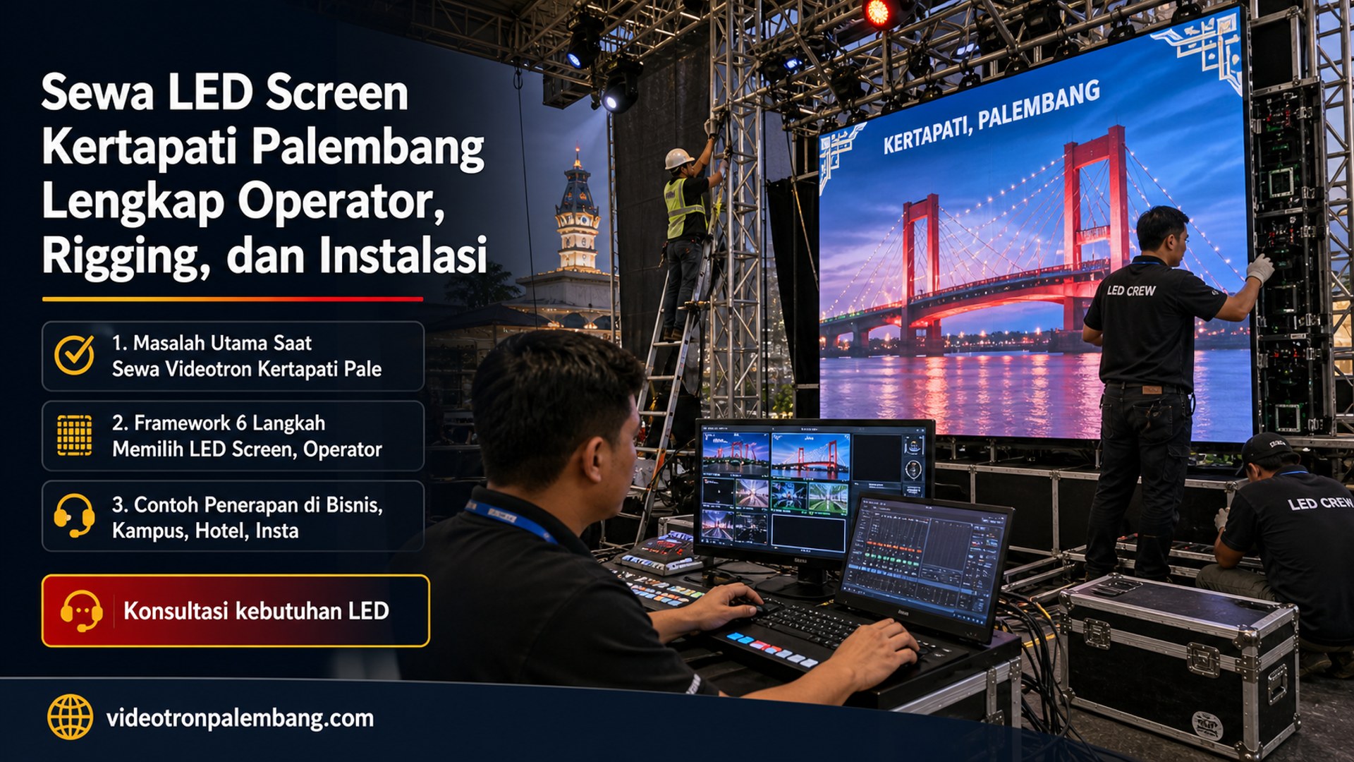 Sewa LED Screen Kertapati Palembang Lengkap Operator, Rigging, dan Instalasi