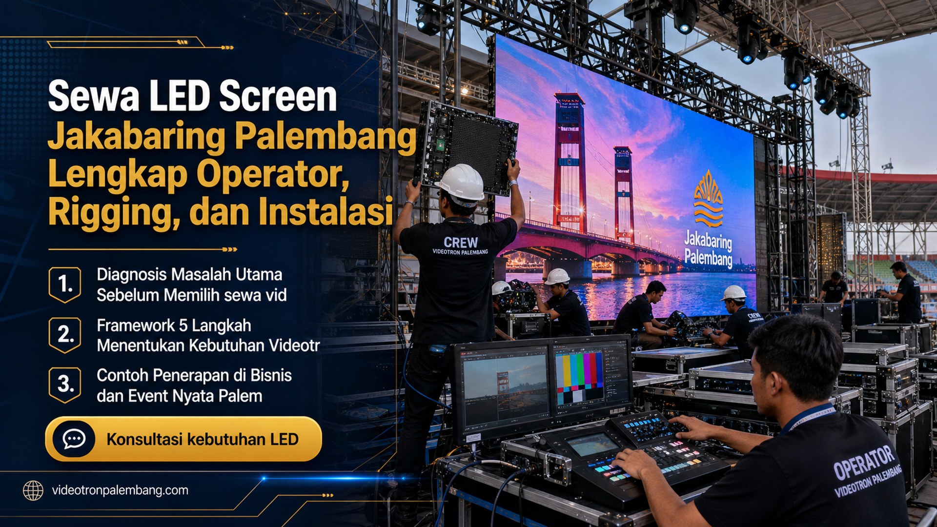 Sewa LED Screen Jakabaring Palembang Lengkap Operator, Rigging, dan Instalasi