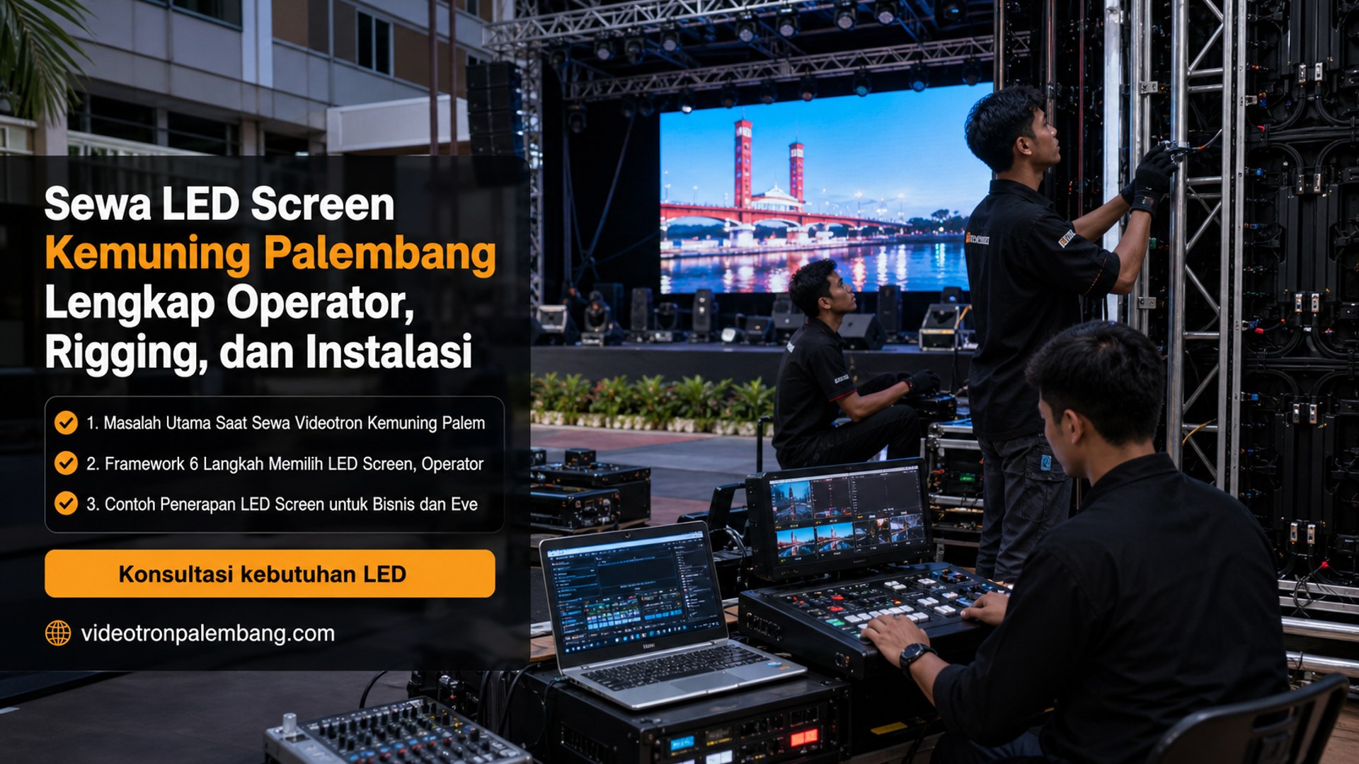 Sewa LED Screen Kemuning Palembang Lengkap Operator, Rigging, dan Instalasi