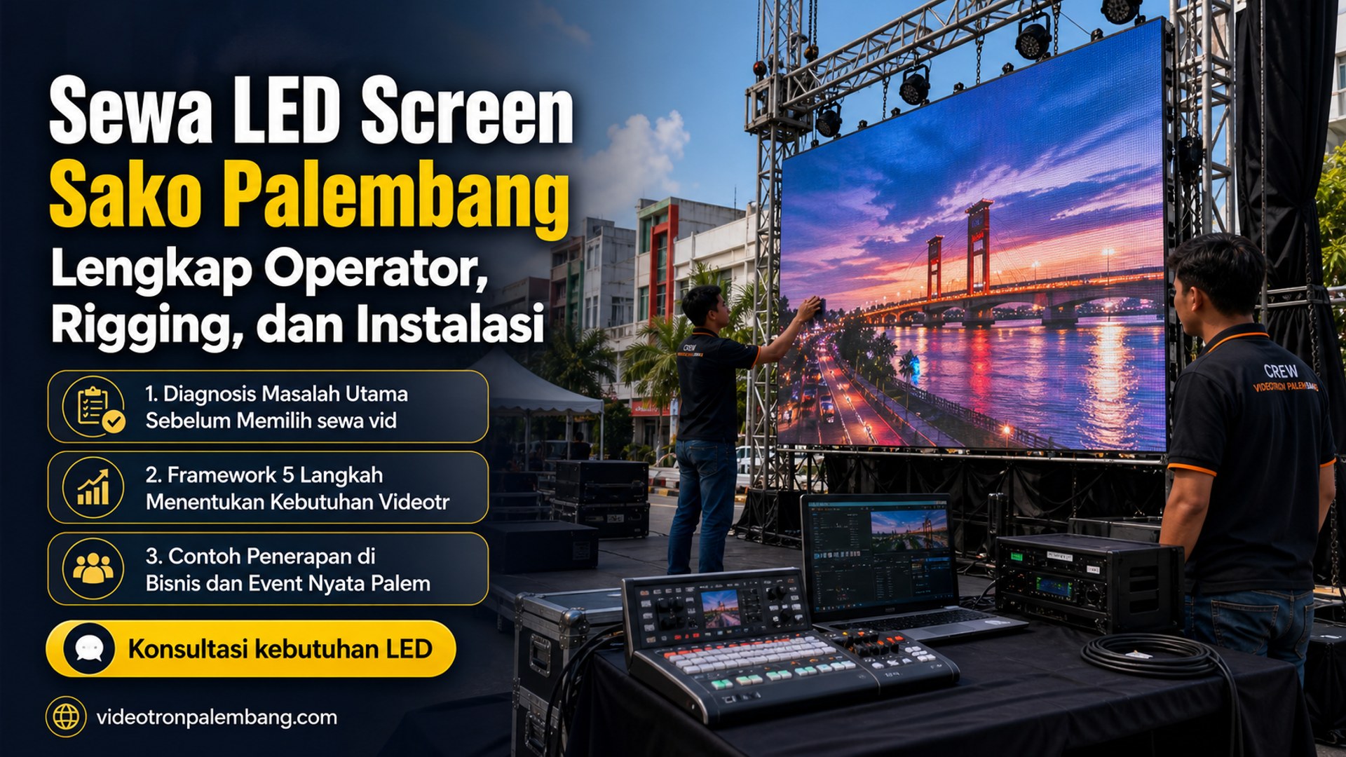 Sewa LED Screen Sako Palembang Lengkap Operator, Rigging, dan Instalasi