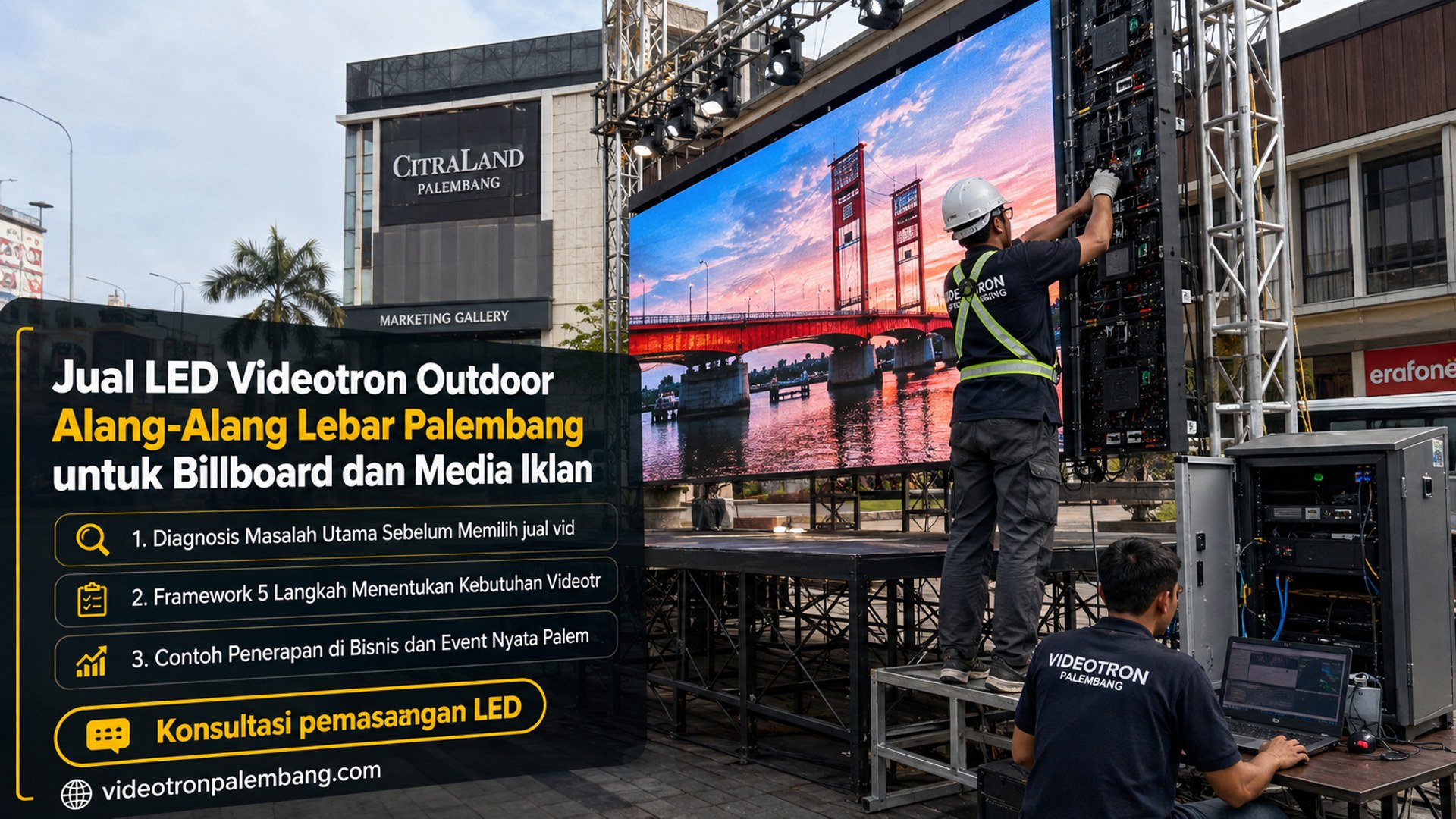 Jual LED Videotron Outdoor Alang-Alang Lebar Palembang untuk Billboard dan Media Iklan