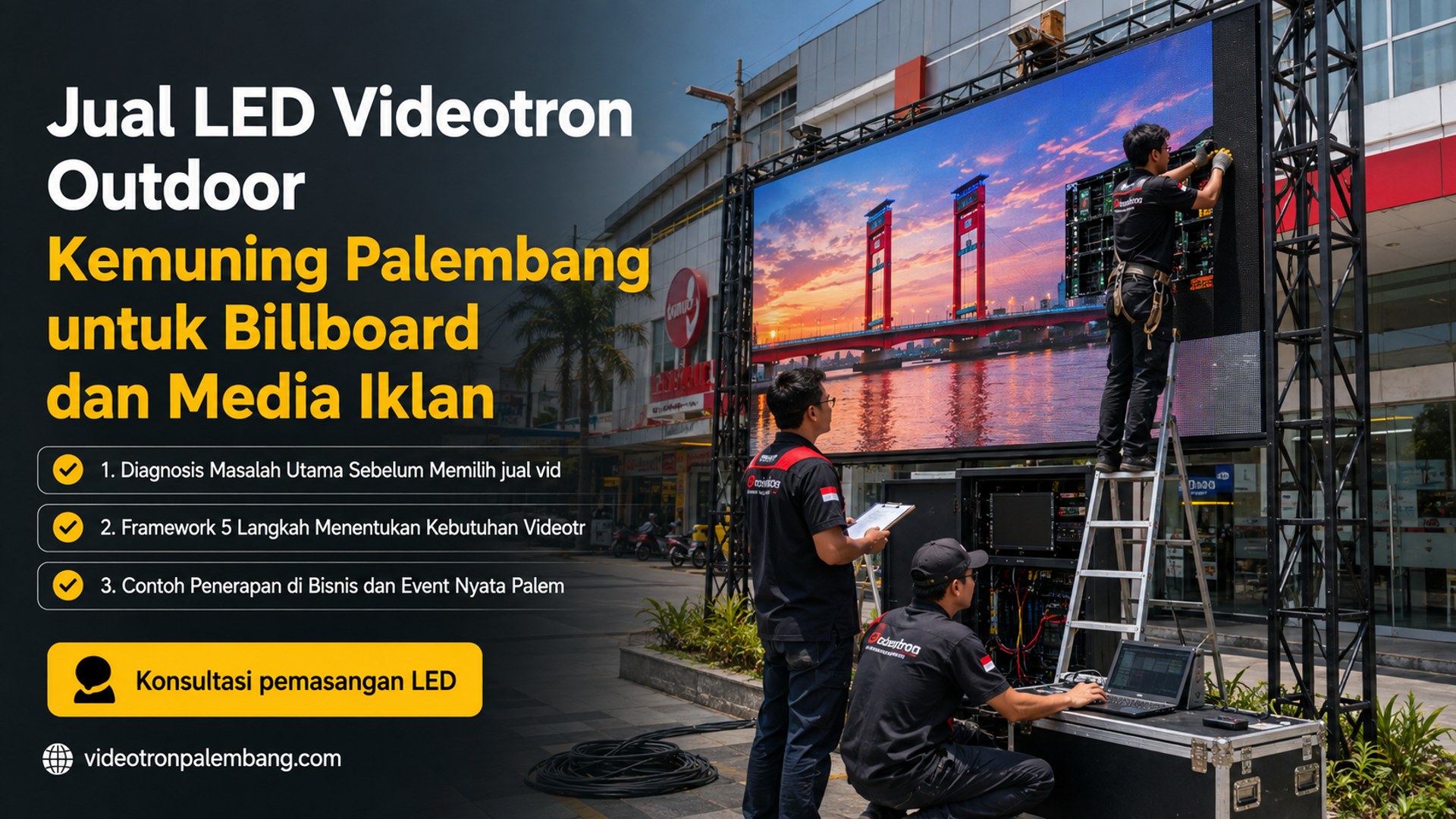 Jual LED Videotron Outdoor Kemuning Palembang untuk Billboard dan Media Iklan