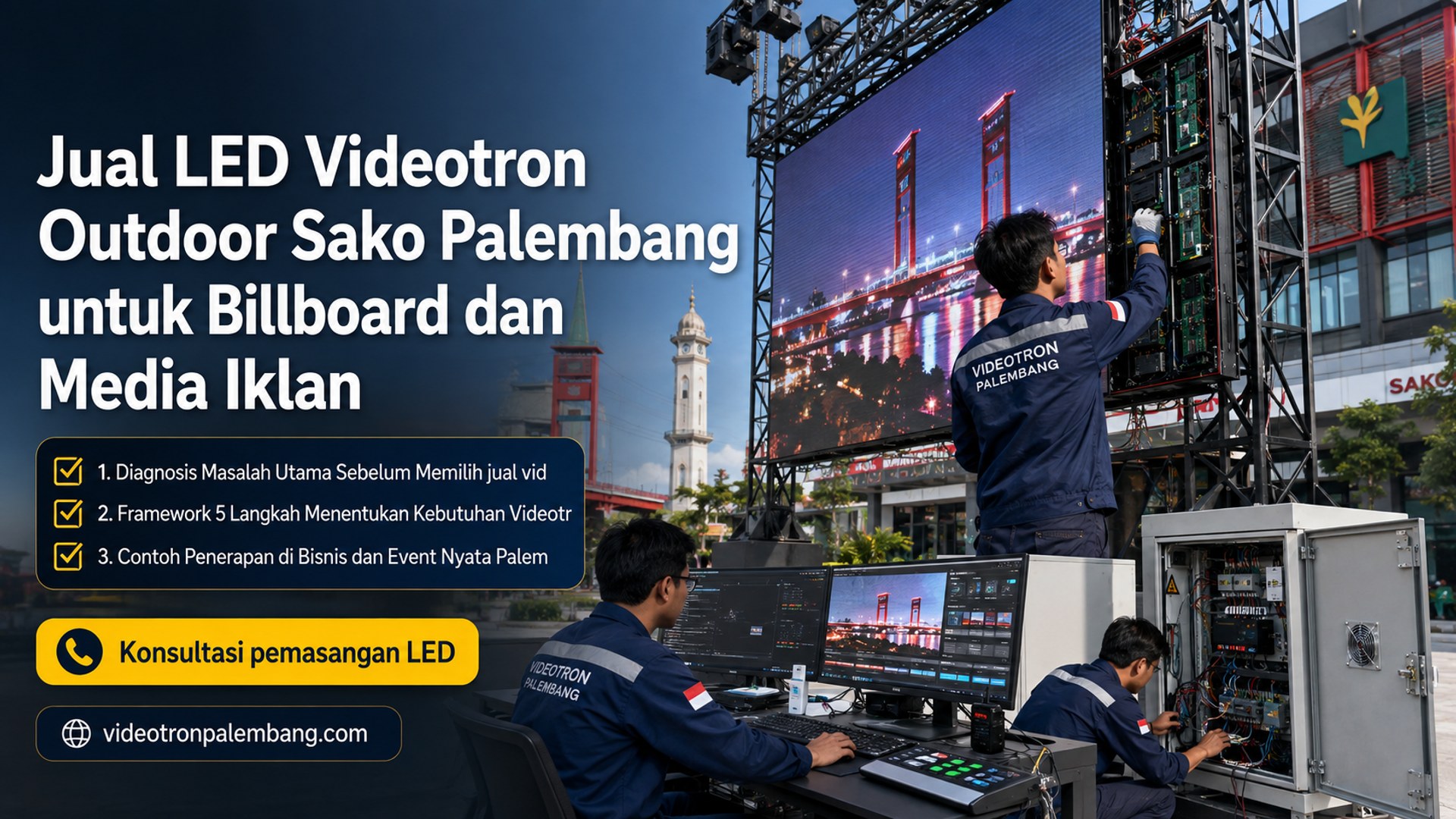 Jual LED Videotron Outdoor Sako Palembang untuk Billboard dan Media Iklan