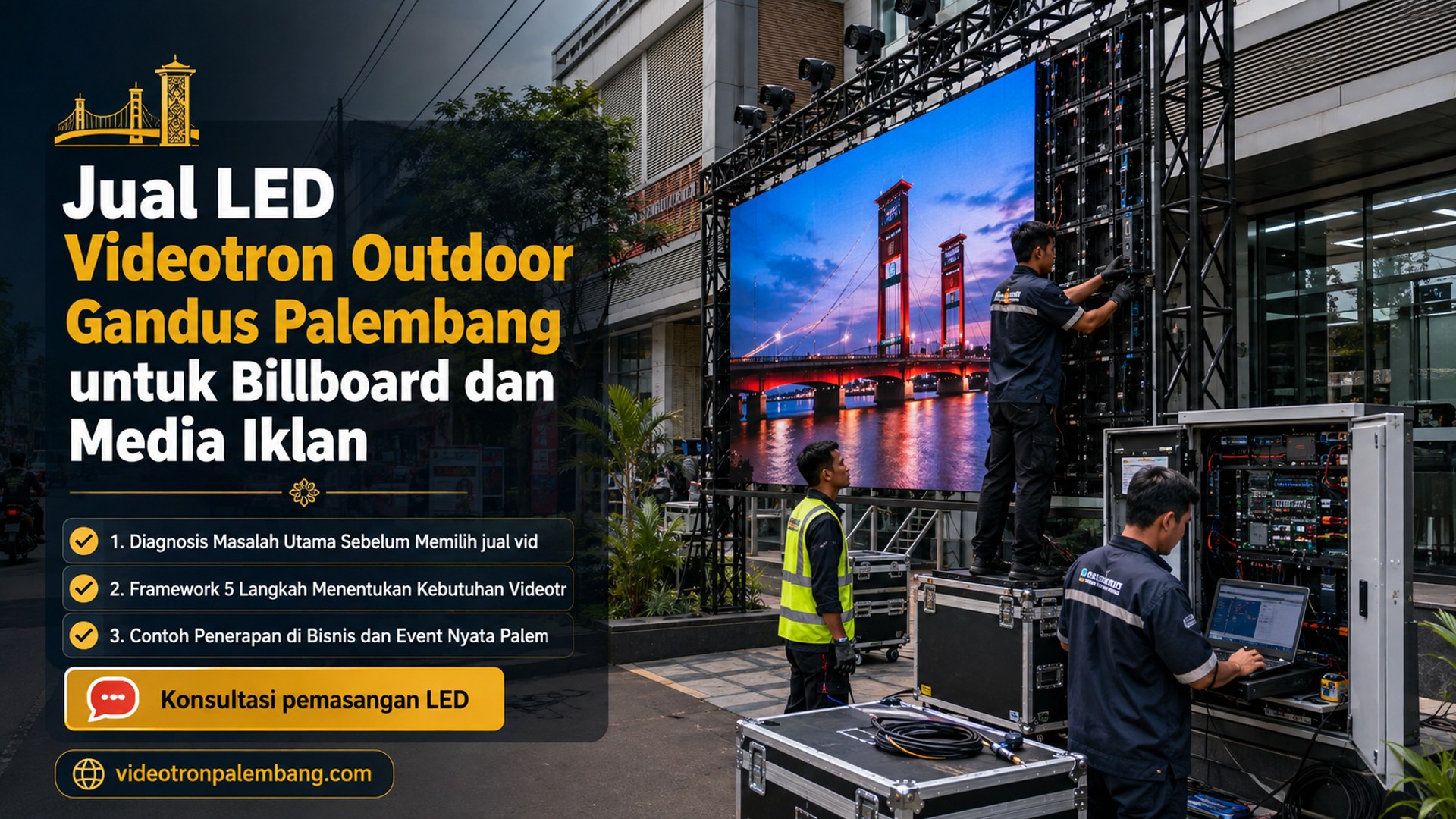 Jual LED Videotron Outdoor Gandus Palembang untuk Billboard dan Media Iklan